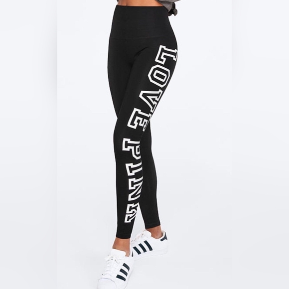 PINK Victoria's Secret HighWaisted Cotton Logo Leggings (size M) - Picture 2 of 3